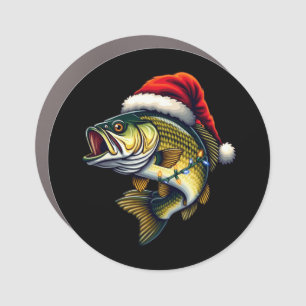 Merry Fishmas Santa Fishing Lovers Funny Fisherman Car Magnet