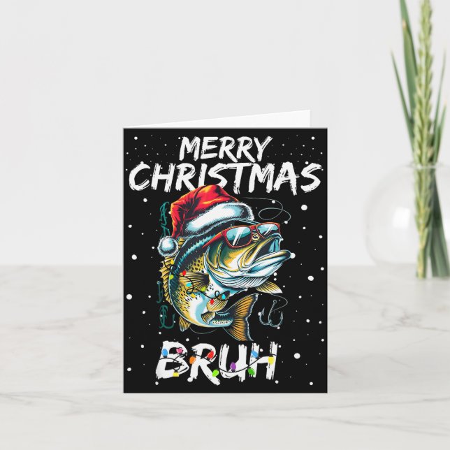 Merry Fishmas Santa Fishing Lovers Funny Fisherman Card (Front)