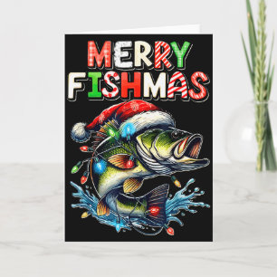 Merry Fishmas Santa Fishing Lovers Funny Fisherman Card