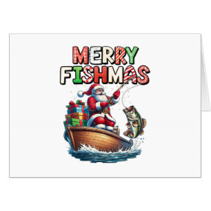 Merry Fishmas Santa Fishing Lovers Funny Fisherman Card