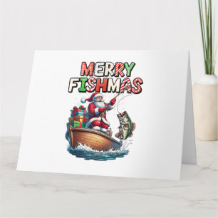 Merry Fishmas Santa Fishing Lovers Funny Fisherman Card