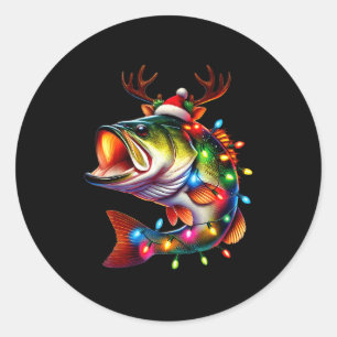 Merry Fishmas Santa Fishing Lovers Funny Fisherman Classic Round Sticker