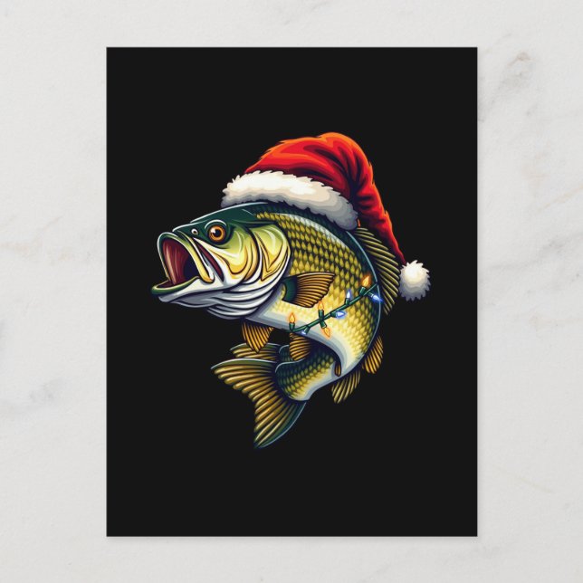 Merry Fishmas Santa Fishing Lovers Funny Fisherman Holiday Postcard (Front)