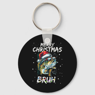 Merry Fishmas Santa Fishing Lovers Funny Fisherman Keychain