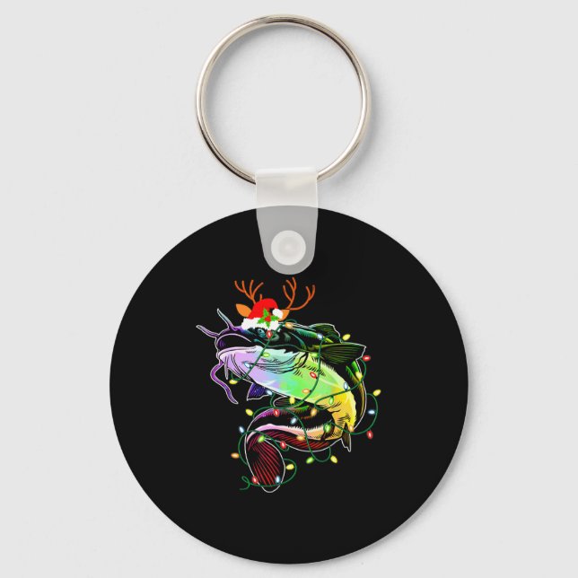 Merry Fishmas Santa Fishing Lovers Funny Fisherman Keychain (Front)