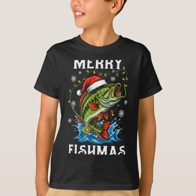Merry Fishmas Santa Fishing Lovers Funny Fisherman T-Shirt (Front)