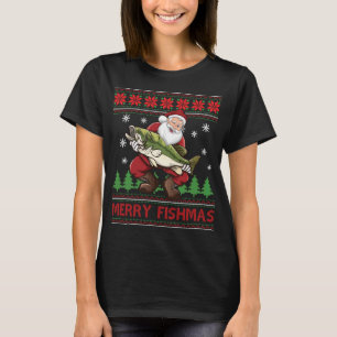 Merry Fishmas Santa Fishing Ugly Christmas Sweater