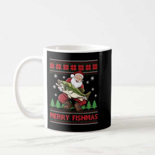 Merry Fishmas Santa Fishing Ugly Christmas Sweater Coffee Mug