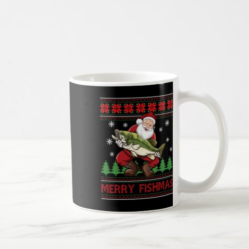 Merry Fishmas Santa Fishing Ugly Christmas Sweater Coffee Mug