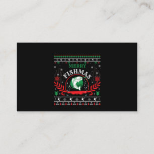 Merry Fishmas Ugly Christmas Sweater Fishing (1).p Business Card
