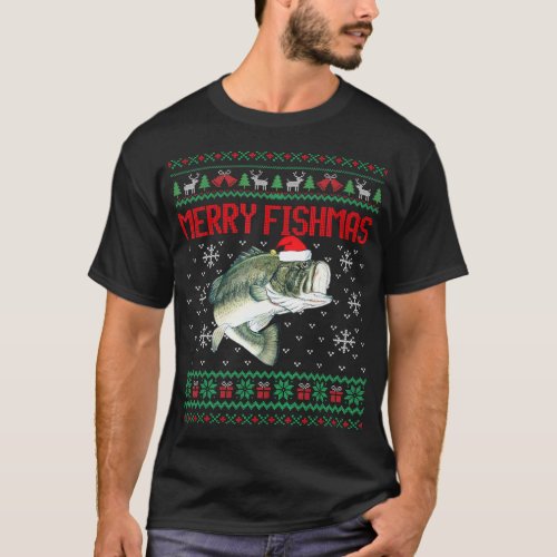 Merry Fishmas Ugly Christmas Sweater Funny Angler