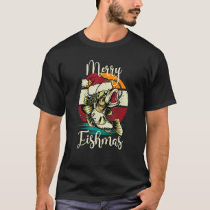 Merry Fishmas Xmas Bass Fishing   Christmas Fisher T-Shirt