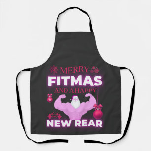 Merry Fitmas And A Happy New Rear Awesome Santa  Apron