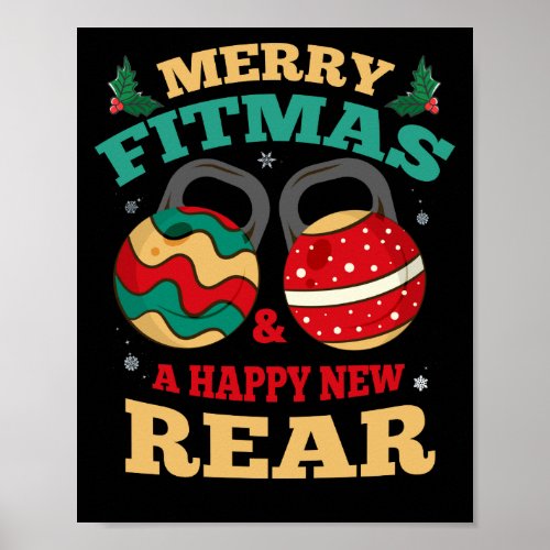 Merry Fitmas And A Happy New Rear Gym Fitness Poster