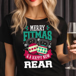 Merry Fitmas and Happy New Rear Gym Christmas T-Shirt<br><div class="desc">Celebrate the holidays with a fitness twist in this "Merry Fitmas and Happy New Rear" Christmas T-shirt. Perfect for gym lovers, fitness enthusiasts, or anyone with holiday workout goals, this shirt combines festive cheer with a humorous nod to fitness. Great for holiday workouts, gym parties, or as a fun gift...</div>