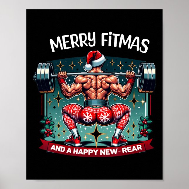 Merry Fitmas And Happy New Rear Year Fitness Weigh Poster (Front)