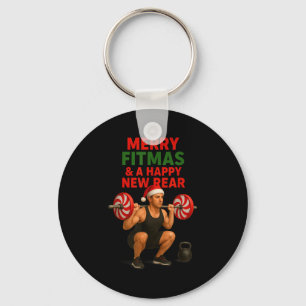 Merry Fitmas Christmas & A Happy New Rear Year Keychain