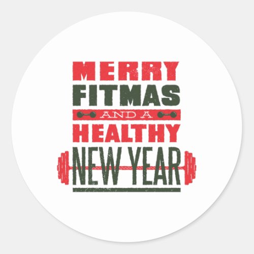 Merry fitmas classic round sticker