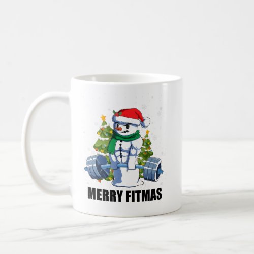 Merry Fitmas Funny Christmas Snowman Gym Lifting Coffee Mug