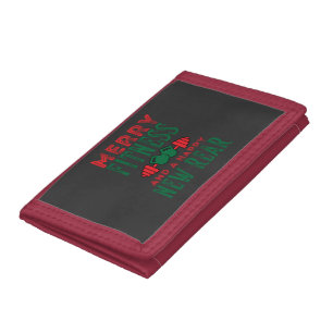Merry Fitness And A Happy New Rear Fun Workout  Trifold Wallet