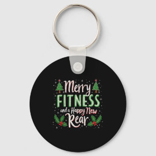 Merry Fitness And Happy New Rear Bodybuilding Xmas Keychain