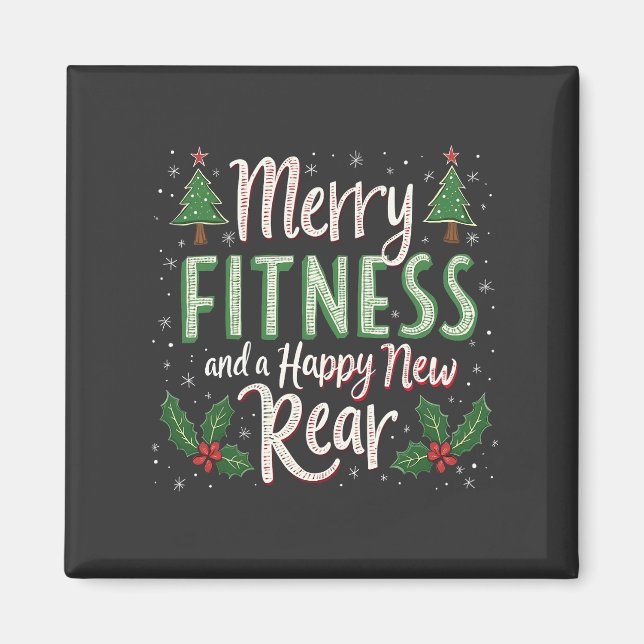 Merry Fitness and Happy New Rear Bodybuilding Xmas Magnet (Front)