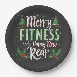 Merry Fitness and Happy New Rear Bodybuilding Xmas Paper Plates