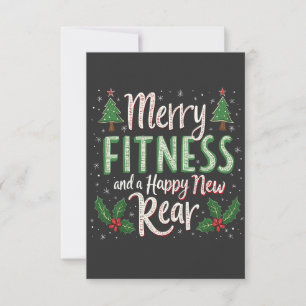 Merry Fitness and Happy New Rear Bodybuilding Xmas Thank You Card