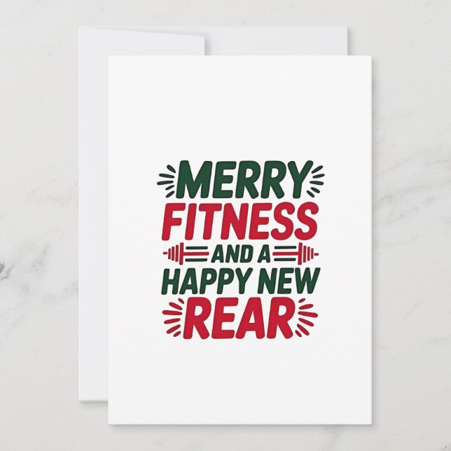 Merry Fitness and Happy New Rear Fitness Christmas Holiday Card (Front)