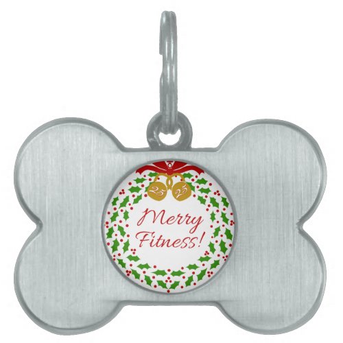 Merry Fitness Christmas Wreath Dog Tag