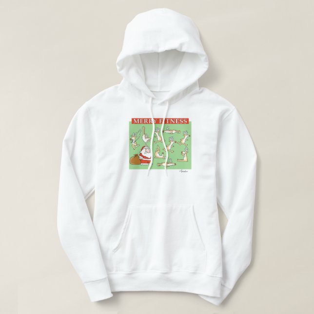 Merry Fitness exercise reindeer by Sandra Boynton Hoodie (Design Front)