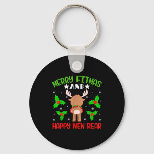 Merry Fitness Happy New Rear Workout Christmas Keychain