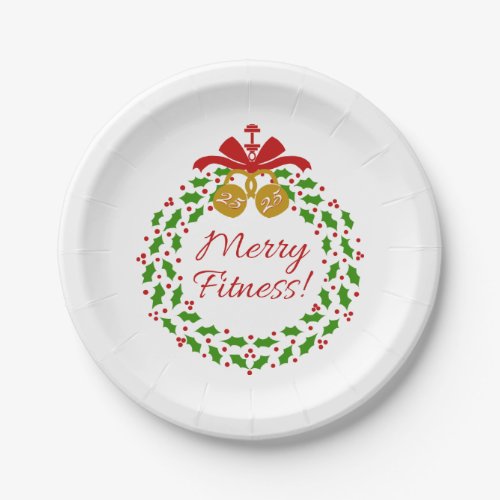 Merry Fitness Holiday Wreath Paper Plates