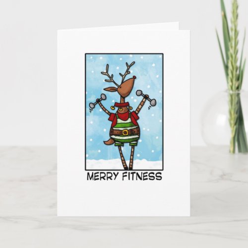 Merry Fitness Reindeer Holiday Card