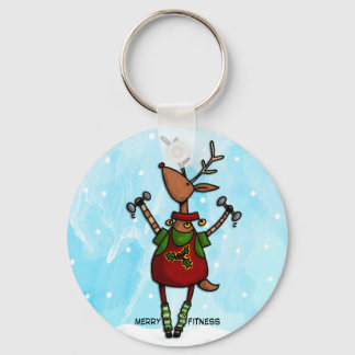 merry fitness reindeer keychain
