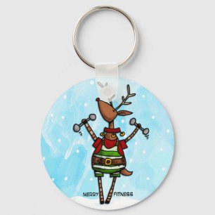merry fitness reindeer keychain