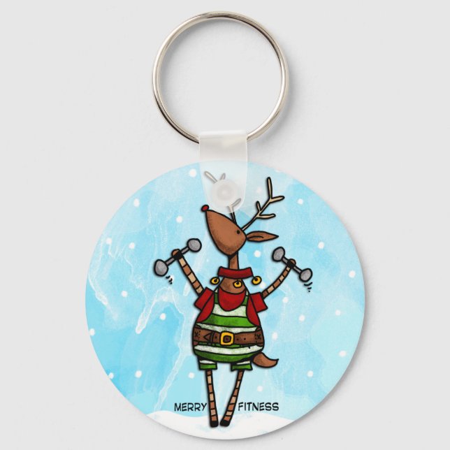 merry fitness reindeer keychain (Front)