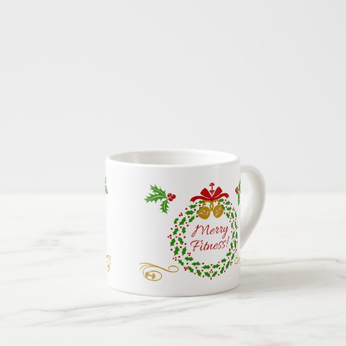 Merry Fitness Wreath Christmas Espresso mug