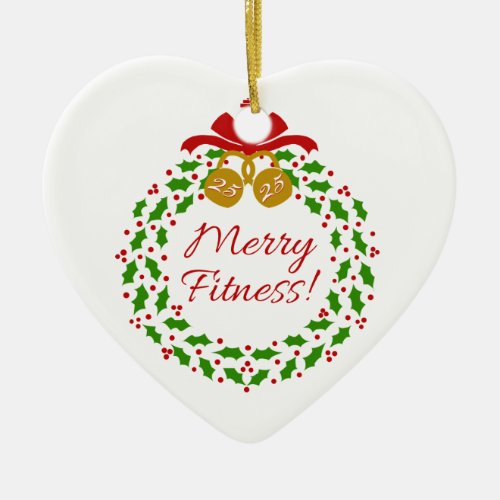 Merry Fitness Wreath Personalized Heart Ornament