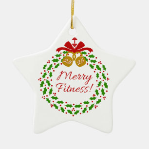 Merry Fitness Wreath Personalized Star Ornament