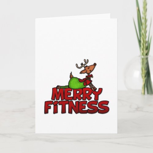 Merry Fitness _ Yoga _ Reindeer in Cobra Posture Holiday Card