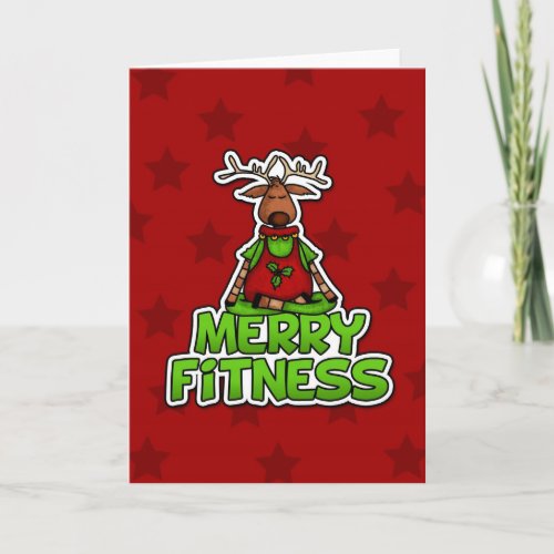 Merry Fitness _ Yoga _ Reindeer in Lotus Posture Holiday Card