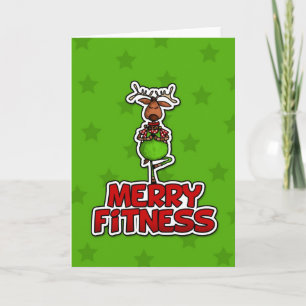 Merry Fitness - Yoga - Reindeer in Tree Posture Holiday Card