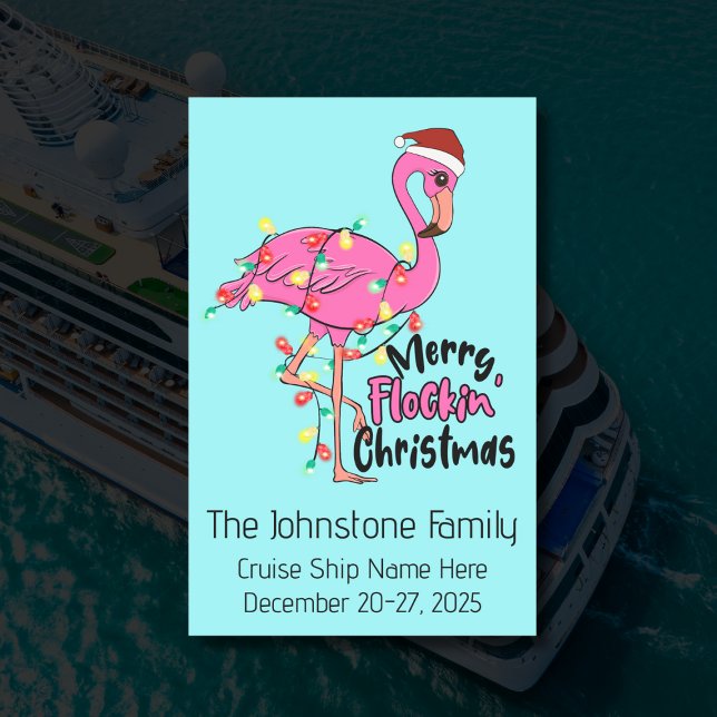 Merry Flockin Christmas Cruise Door Marker Magnetic Dry Erase Sheet (Merry Flockin' Christmas from XYZ Family with Ship Name & Sail Dates)