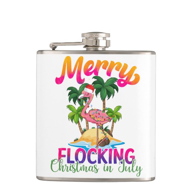 Merry Flocking Christmas | Christmas in July Flask (Front)