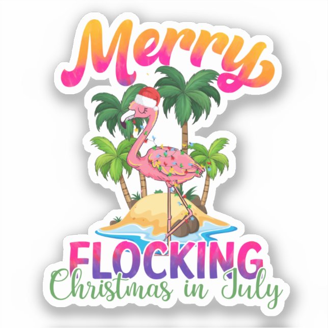 Merry Flocking Christmas | Christmas in July Sticker (Front)