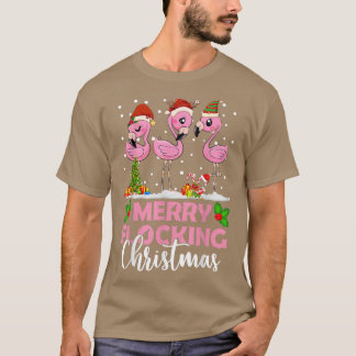 Merry Flocking Christmas Flamingo Christmas Tree S T-Shirt