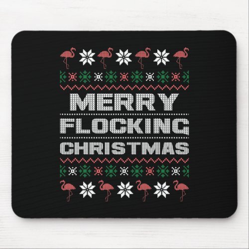 Merry Flocking Christmas Flamingo Santa Pink Ugly  Mouse Pad