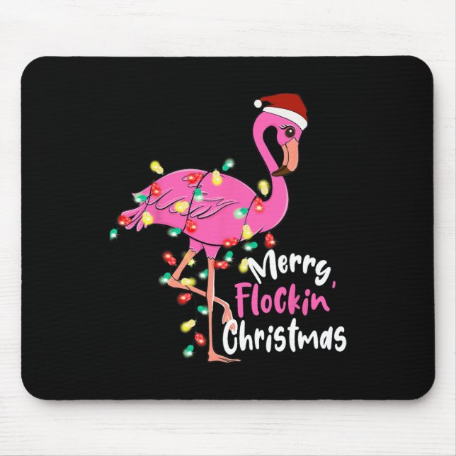 Merry Flocking Christmas Flamingo Xmas  Mouse Pad (Front)