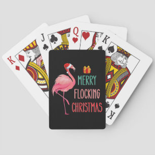 Merry Flocking Christmas Funny Flamingo Holiday Poker Cards